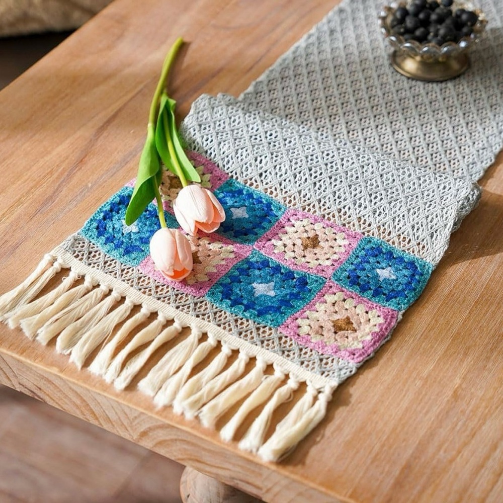 Boho Table Runner for Home Decor 60 Inches Long Farmhouse Rustic Table Runner
